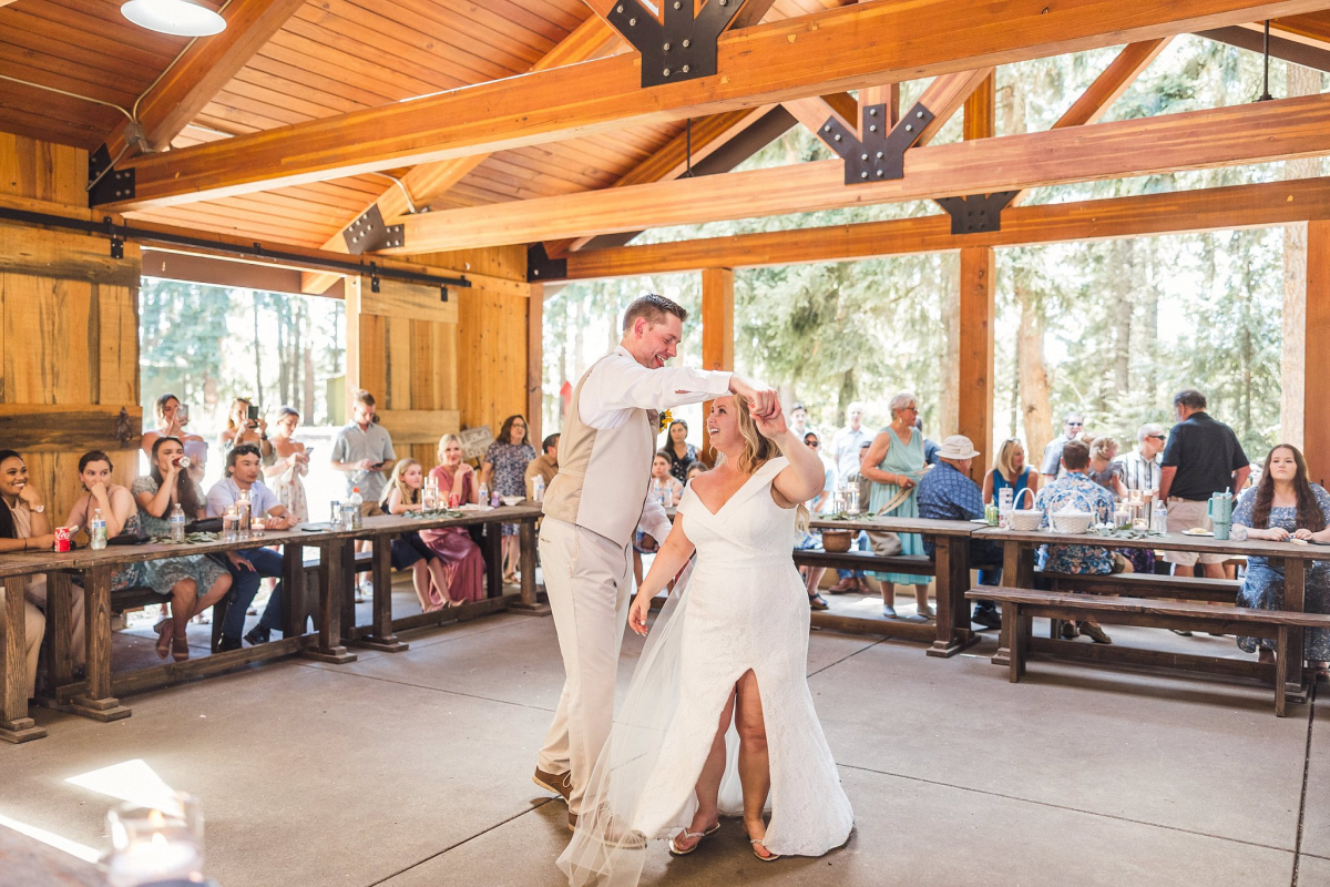 Rustic forest wedding venue at The Oregon Garden near Salem
